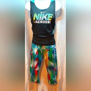 Athleta Leggings Athletic Pants Crop Multicolor Red, blue, green, x-small, yoga